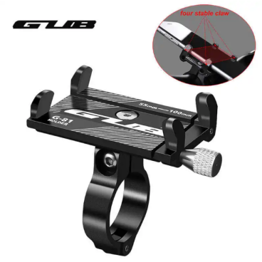 Держатель для смартфона, GUB, G-81, алюминиевый, на руль,черный