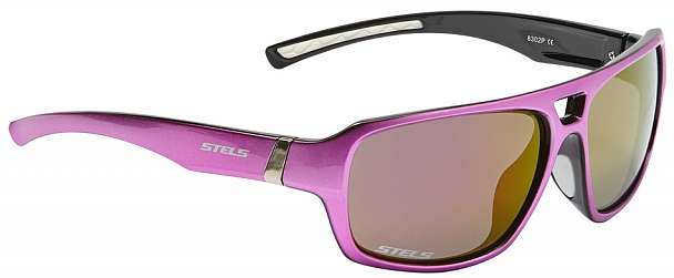 Очки Stels 8302P, розово-чёрные, линзы дымчато-зеркальные