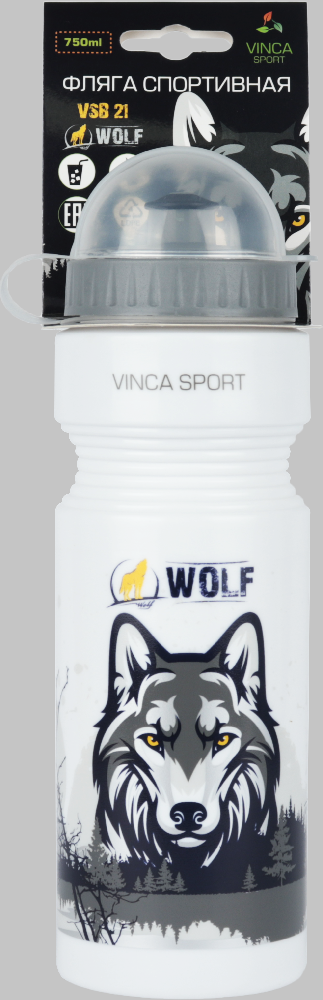 Фляга 750мл Vinсa Sport Wolf с зщитной крышкой от пыли
